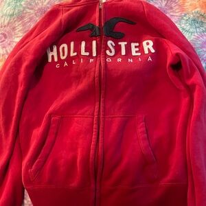 Hollister Bright Red Hoodie with Logo